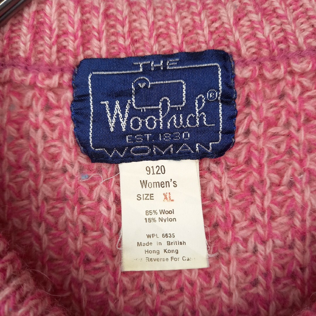 WOOLRICH(ウールリッチ)の90s　ウールリッチ　ニット　セーター　無地　ローゲージ　厚手　ピンク　XL レディースのトップス(ニット/セーター)の商品写真