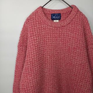 ウールリッチ(WOOLRICH)の90s　ウールリッチ　ニット　セーター　無地　ローゲージ　厚手　ピンク　XL(ニット/セーター)