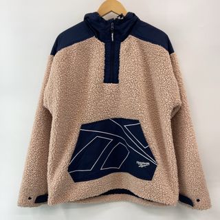 リーボック(Reebok)のReebok メンズ リーボック ブルゾン　ボワパーカー　フード　ハーフジップ　ベージュ×ネイビー(ブルゾン)