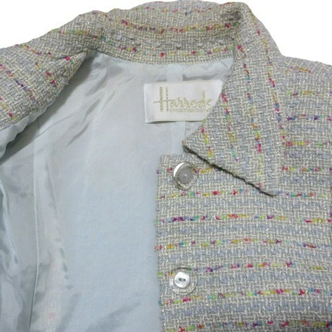 Harrods(ハロッズ)のハロッズ セットアップ スーツ ツイード ジャケット スカート ひざ丈 青系 レディースのフォーマル/ドレス(スーツ)の商品写真