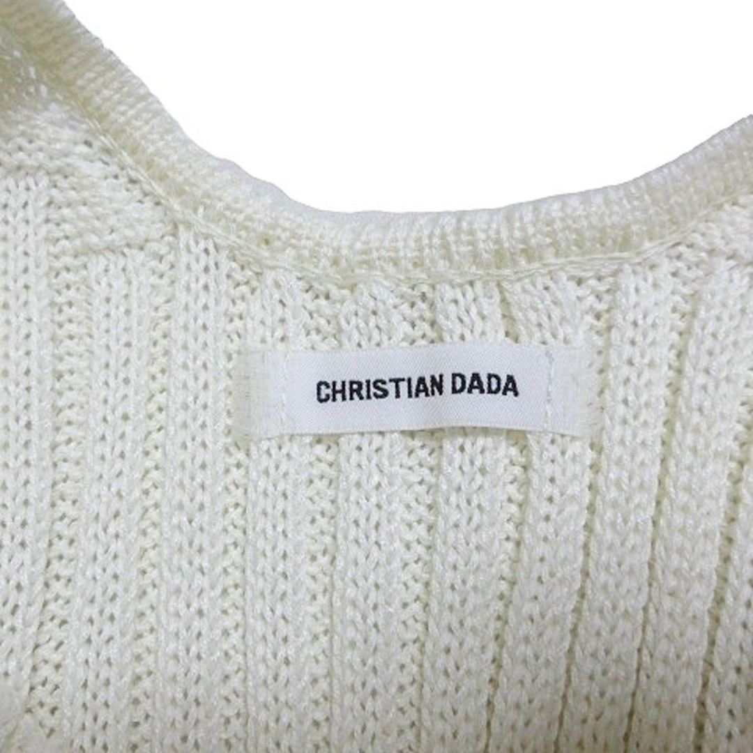 CHRISTIAN DADA(クリスチャンダダ)のクリスチャンダダ 美品 18ss ニット リネン 長袖 ビジュー リブ 38 白 レディースのトップス(ニット/セーター)の商品写真