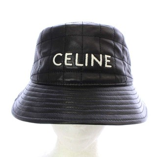 セリーヌ(celine)のセリーヌ 帽子 バケットハット キルティング ラムレザー M 57cm 黒(その他)