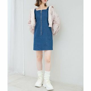 マジェスティックレゴン(MAJESTIC LEGON)の【ブルー】フロントジップデニムミニワンピース(ロングワンピース/マキシワンピース)