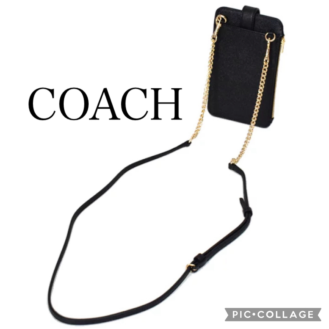 COACHスマホショルダーバッグ、人気のブラック 新品未使用！！