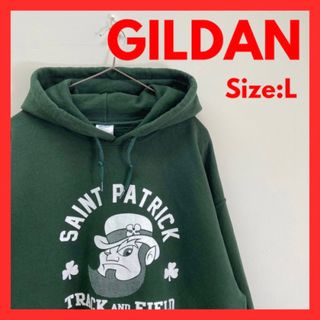 GILDAN - US古着 ギルダン スウェットパーカー シカゴ アーチプリント