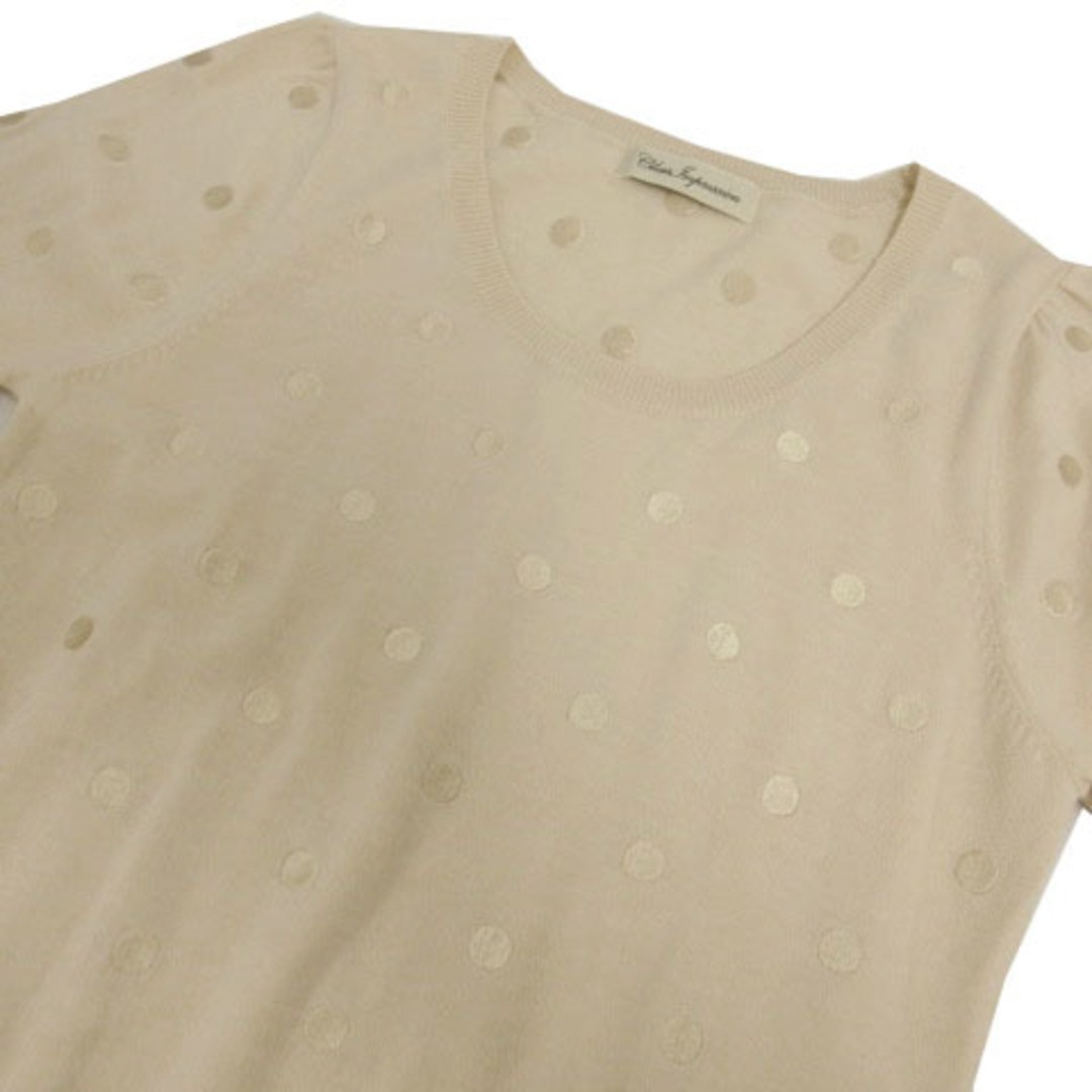 CLEAR IMPRESSION(クリアインプレッション)のクリアインプレッション ニット 半袖 ドット刺繍 コットン混 ベージュ 2 レディースのトップス(ニット/セーター)の商品写真