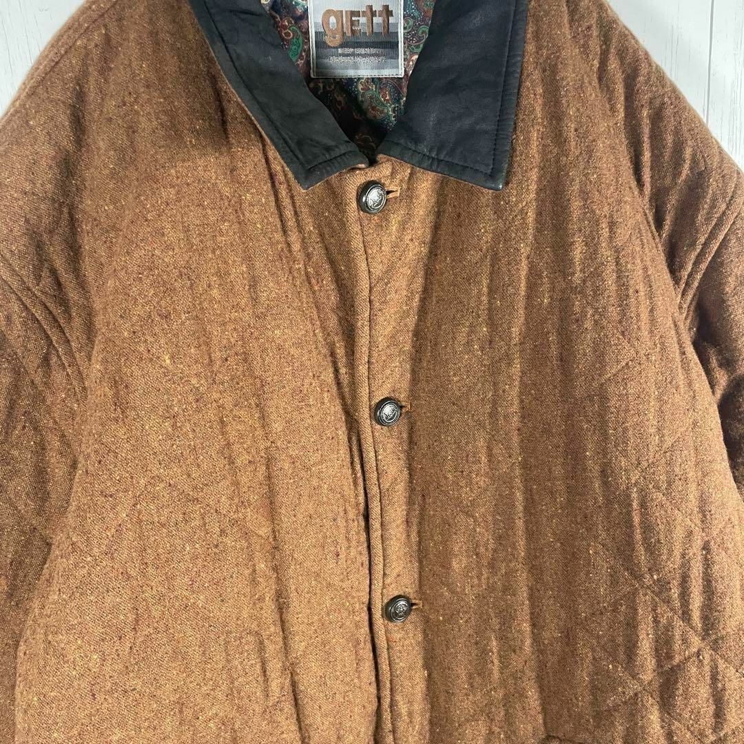 VINTAGE(ヴィンテージ)の[古着]ビンテージ　キルティングジャケット　ペイズリー　刻印ボタン　ブラウン　緑 メンズのジャケット/アウター(その他)の商品写真