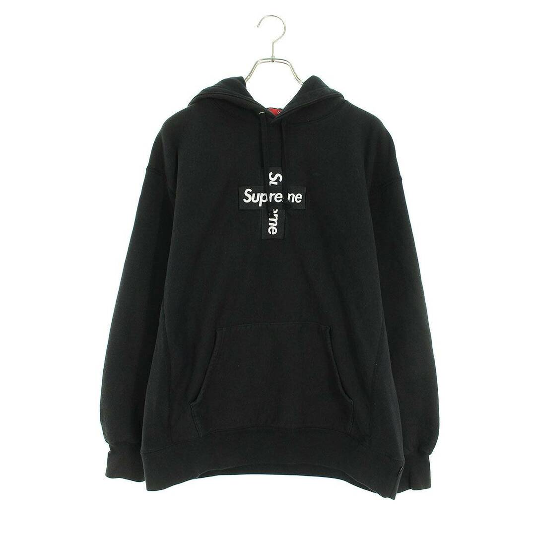 【美品】supreme クロスボックスロゴ パーカー 黒 L シュプリーム