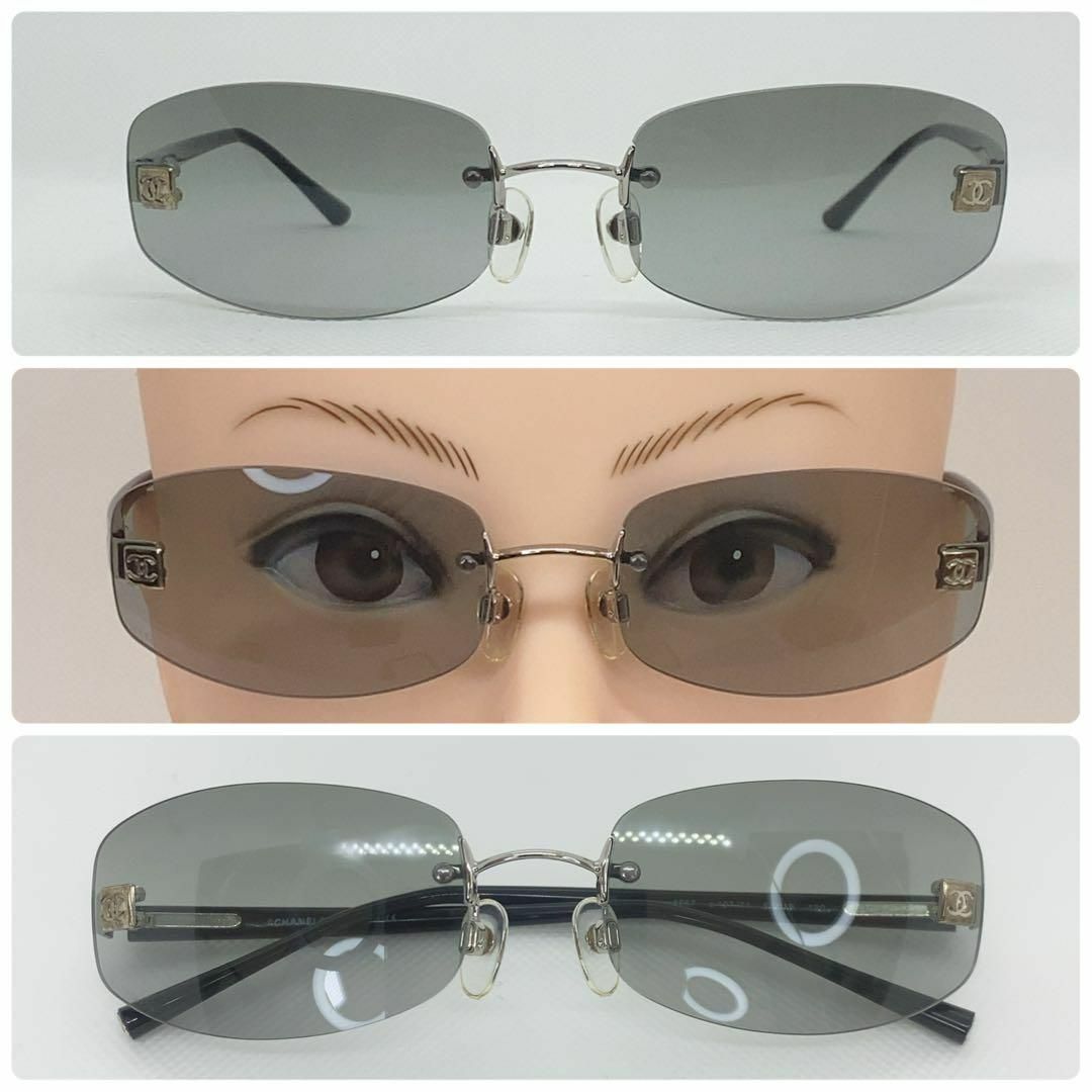 TAKAサングラス眼鏡一覧極美品　CHANEL シャネル　サングラス　4067 縁無し　ツーポイント