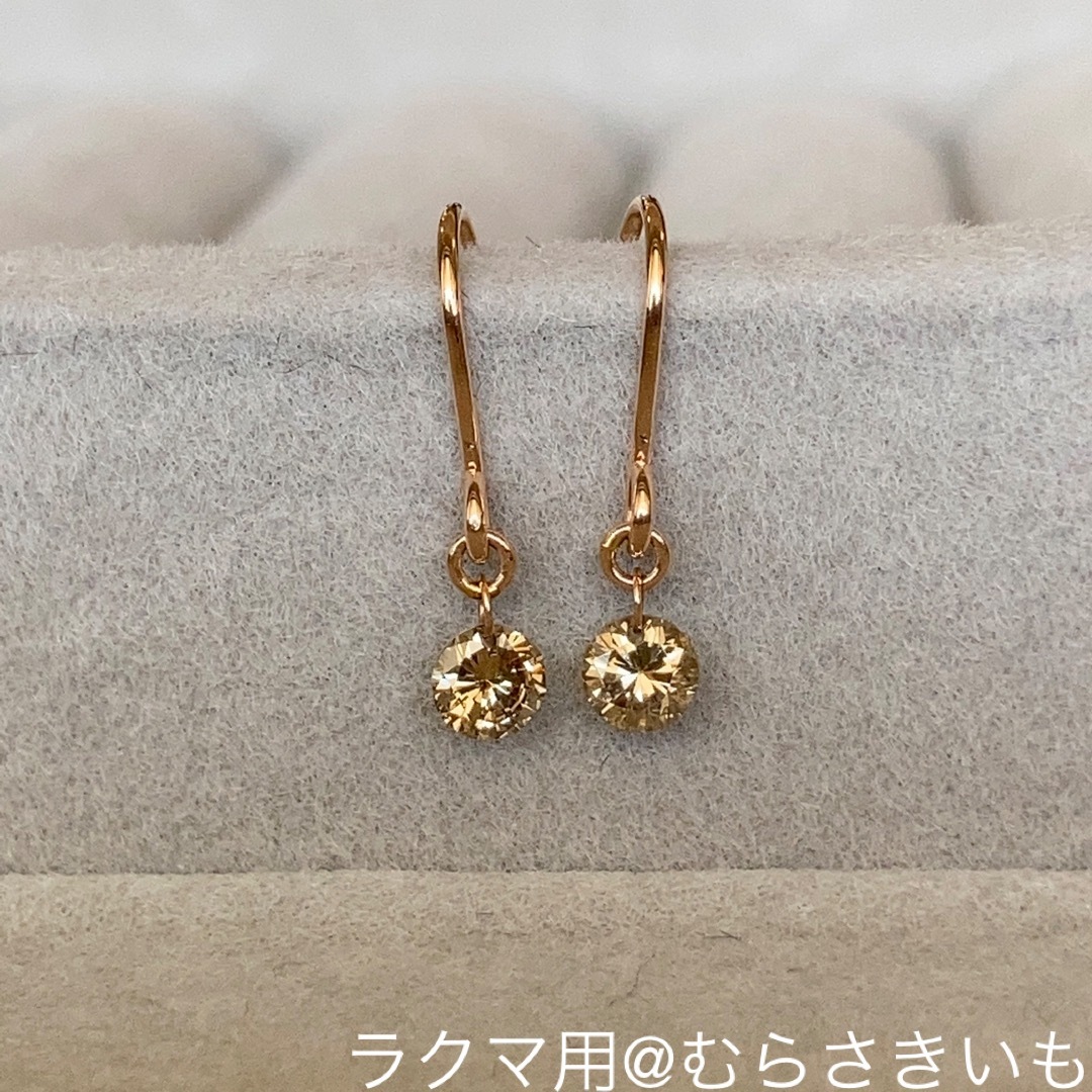 0.24カラット ダイヤ K18 PG フック ピアス レディースのアクセサリー(ピアス)の商品写真