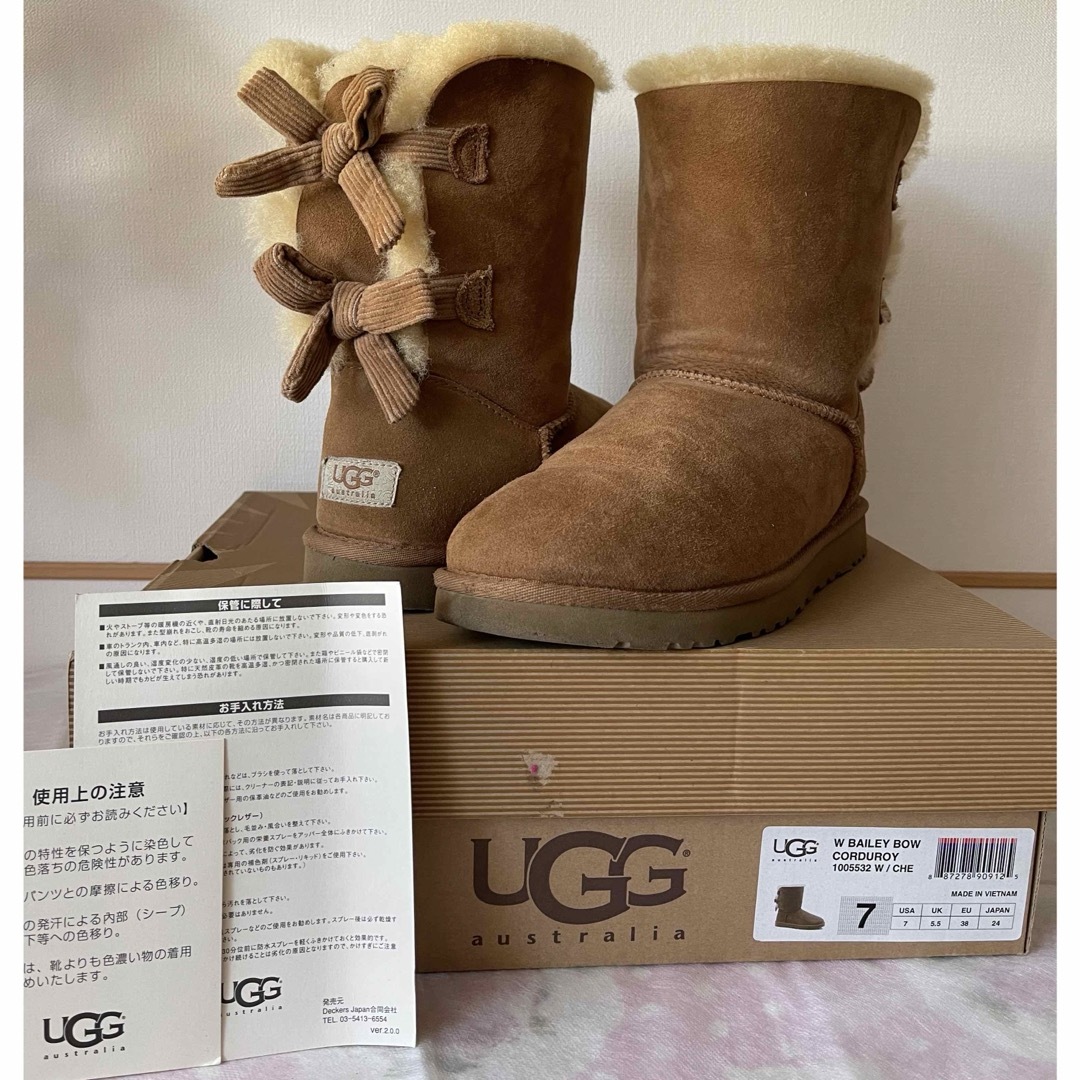 UGG 新品 アグ ムートン ブーツ ブラック黒正規品りぼん リボン レディース