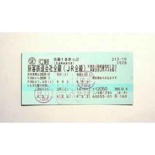 ジェイアール(JR)の青春18きっぷ 1回分 12/23以降発送(鉄道乗車券)