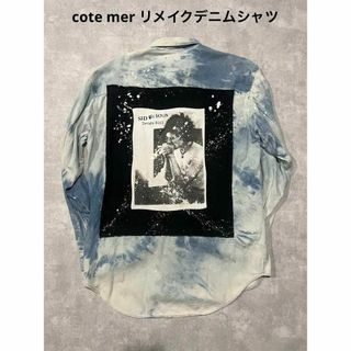 コートメール(COTE MER)のcote mer デニムシャツ　リメイク ブリーチ　ペンキ　加工　シドヴィシャス(シャツ)