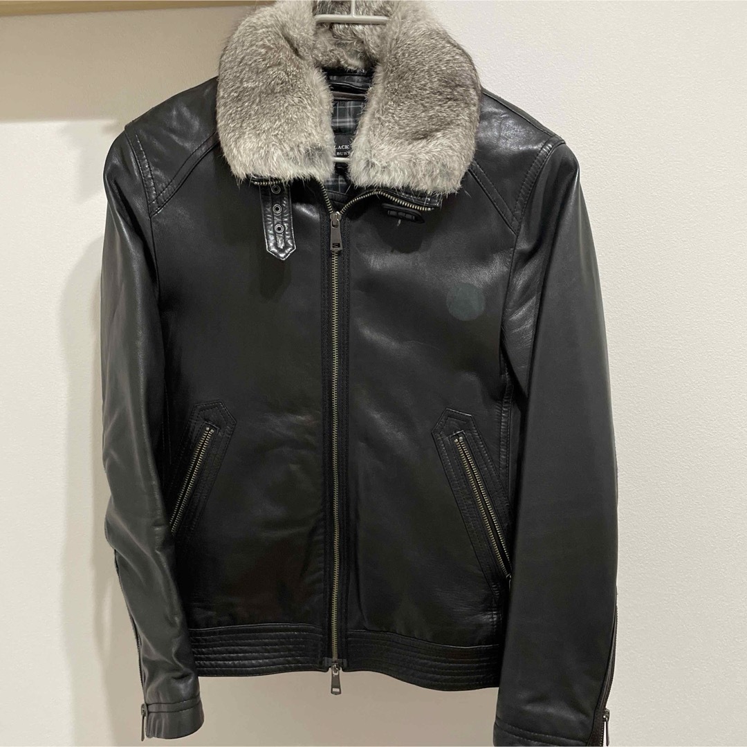 BURBERRY BLACK LABEL(バーバリーブラックレーベル)のバーバリーブラックレーベル　ラムレザー　ラビットファー　ライナー付　　ライダース メンズのジャケット/アウター(ライダースジャケット)の商品写真