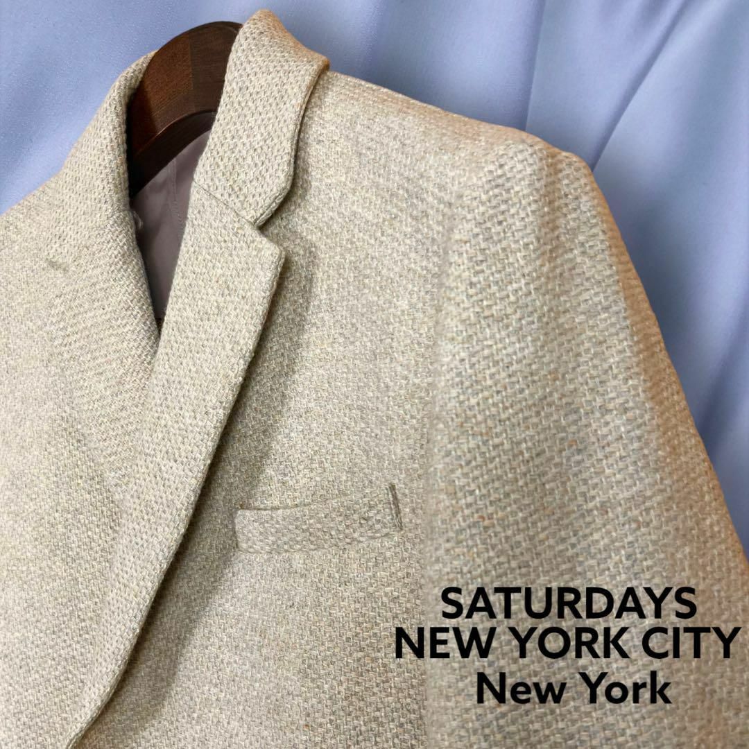 Saturdays NYC(サタデーズニューヨークシティ)の【サタデーズニューヨークシティ】ツイードテーラードダブルジャケット ウール L メンズのジャケット/アウター(テーラードジャケット)の商品写真