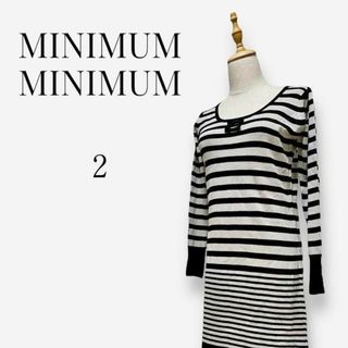 【大人気◎】MINIMUM MINIMUM ニットタイトワンピース　M　ボーダー(ひざ丈ワンピース)