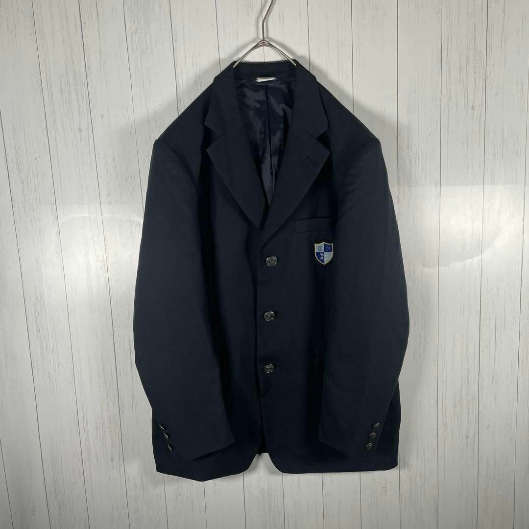 [古着]ビンテージ　テーラードジャケット　エンブレム　刻印ボタン　ブラック メンズのジャケット/アウター(テーラードジャケット)の商品写真