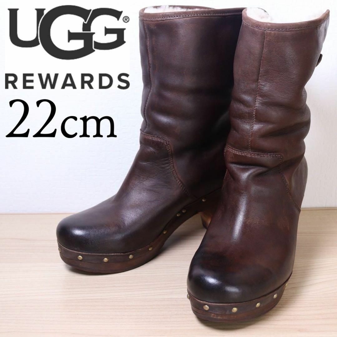 UGG(アグ)のUGG アグ 22 リネア LYNNEA レザー ムートンブーツ ヒール 茶 レディースの靴/シューズ(ブーツ)の商品写真