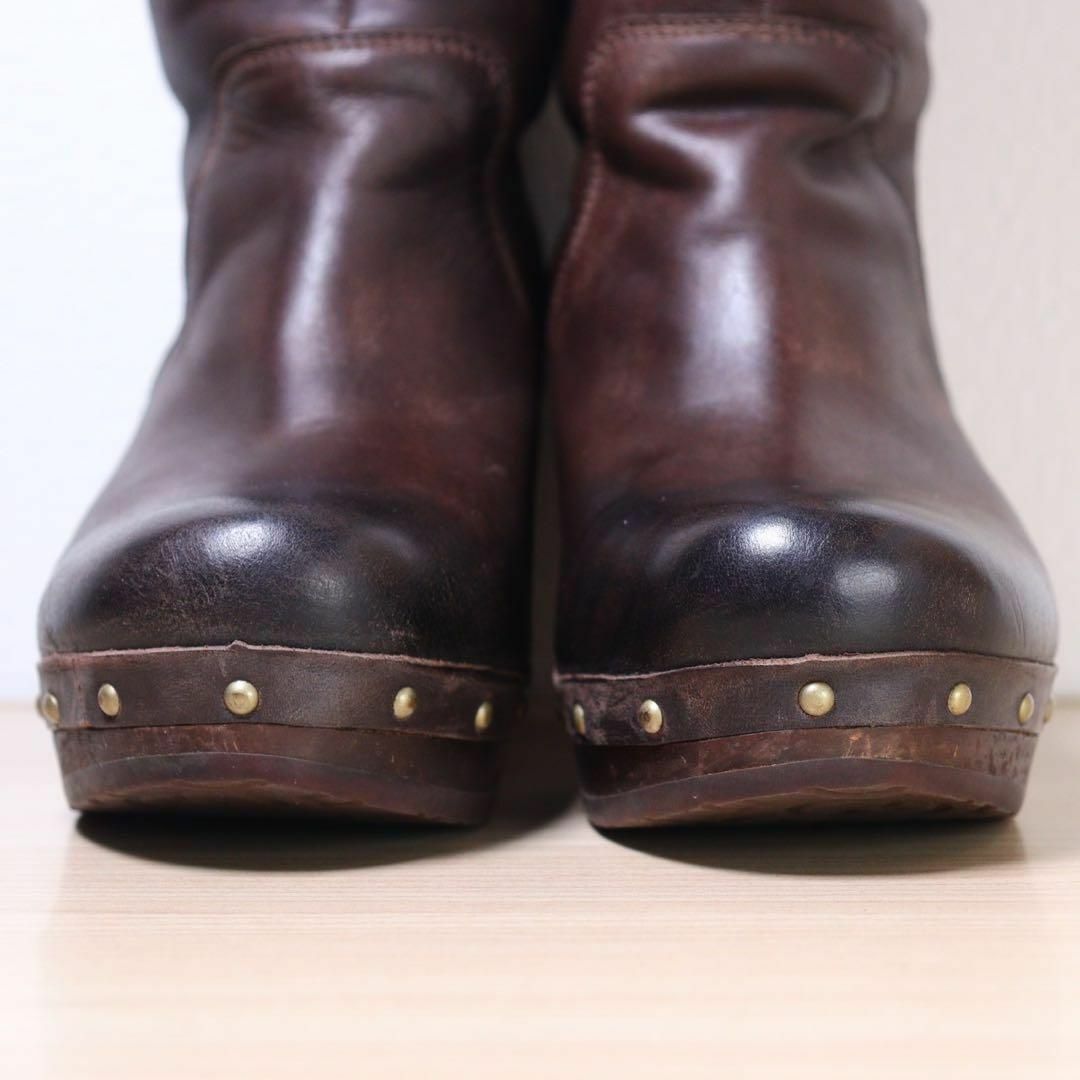 UGG(アグ)のUGG アグ 22 リネア LYNNEA レザー ムートンブーツ ヒール 茶 レディースの靴/シューズ(ブーツ)の商品写真