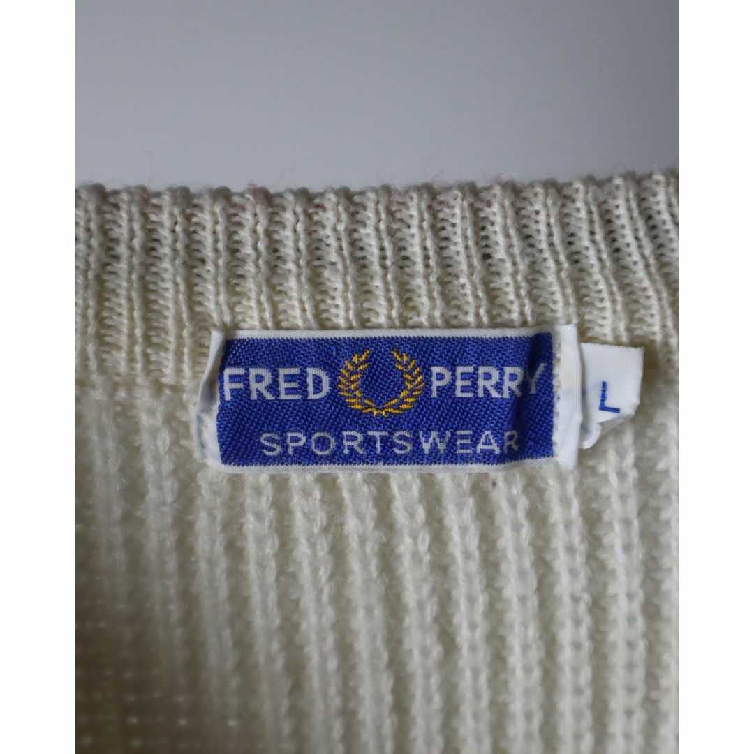 FRED PERRY(フレッドペリー)の【フレッドペリー】80s リブ編み ワッペン ルーズ チルデン ニット セーター メンズのトップス(ニット/セーター)の商品写真