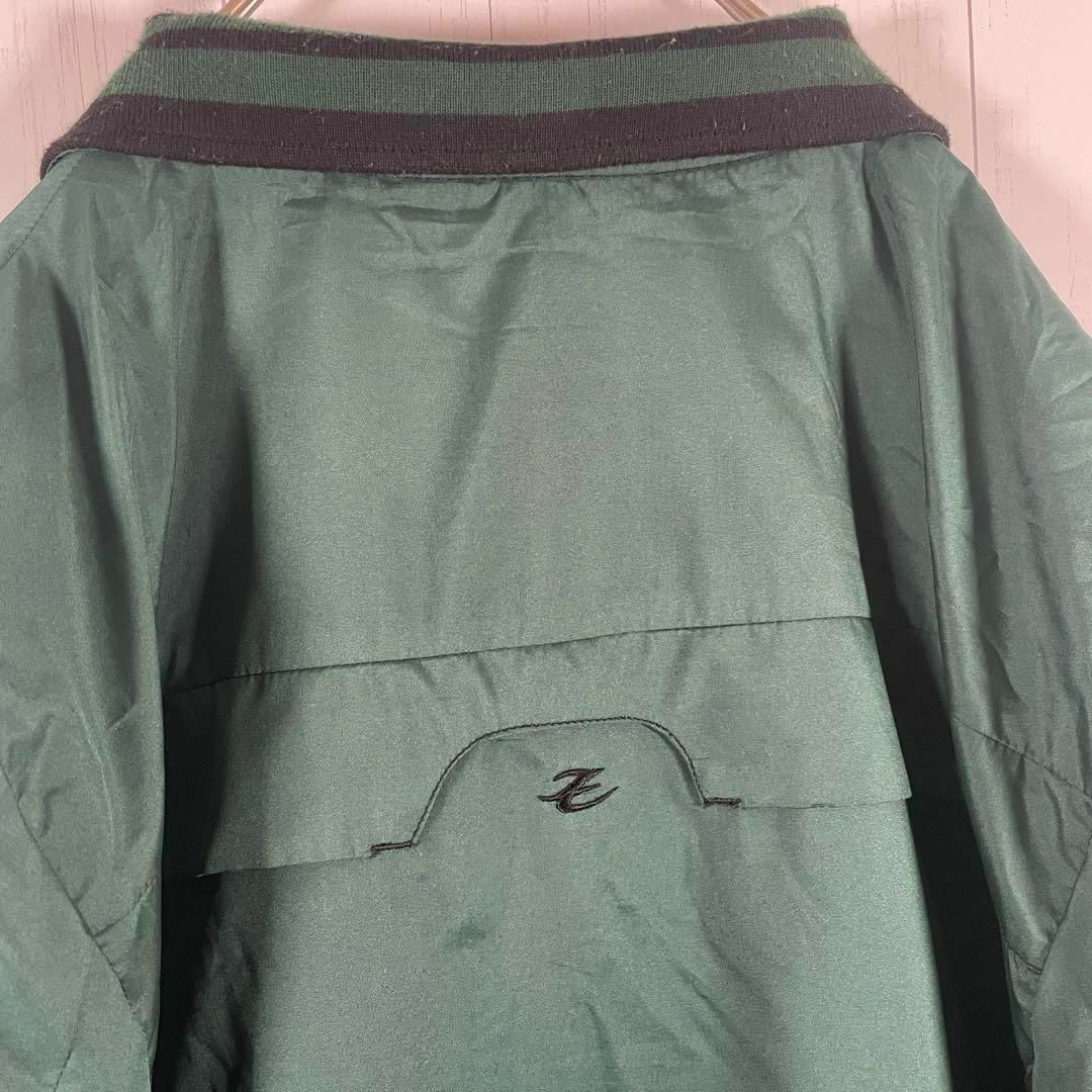 VINTAGE(ヴィンテージ)の[古着]ビンテージ　コーチジャケット　ジップアップ　ワンポイント刺繍　リブ　緑 メンズのジャケット/アウター(ナイロンジャケット)の商品写真