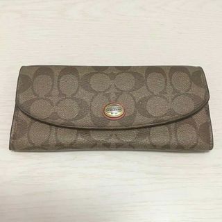 コーチ(COACH)のCOACH コーチ シグネチャー ブラウン×ピンク 長財布 レディース ブランド(財布)