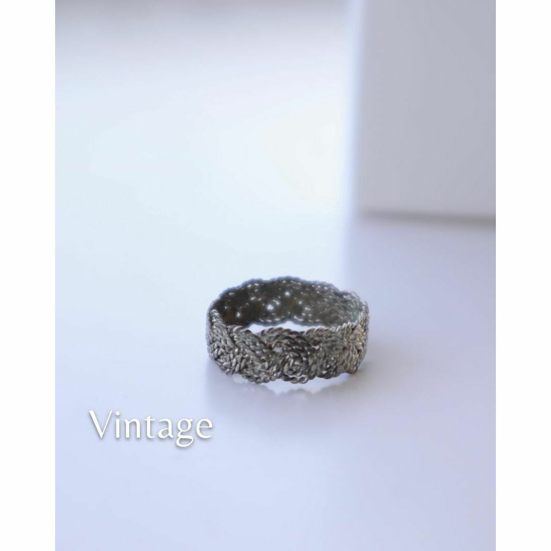 ART VINTAGE(アートヴィンテージ)の【vintage】編み込み デザイン ロープ シルバーカラー リング 指輪 メンズのアクセサリー(リング(指輪))の商品写真