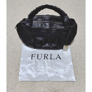 フルラ(Furla)のFURLA フルラ　ハンドバッグ　トートバッグ　黒　レザー　ブラック　ギャザー(ハンドバッグ)