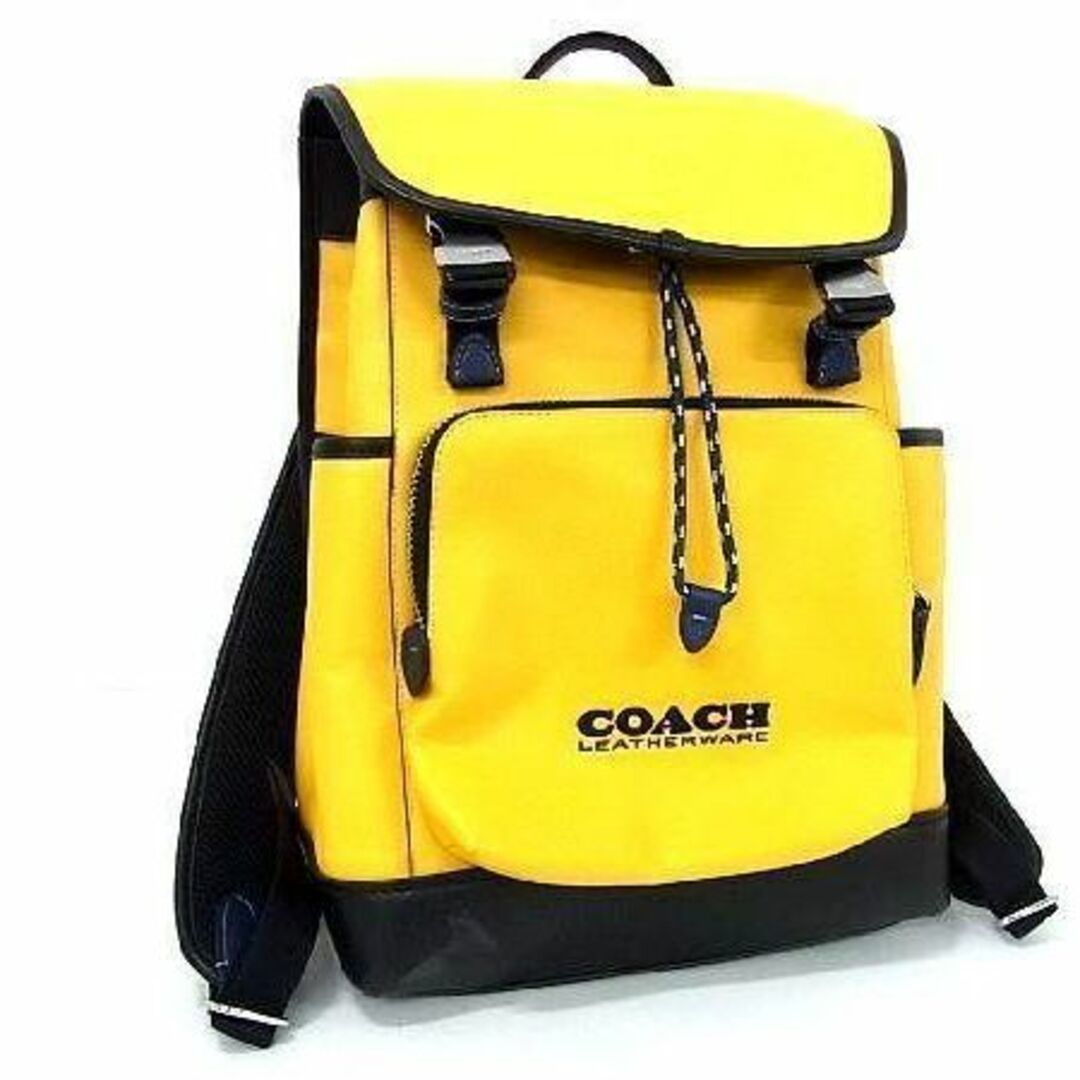 COACH コーチ　リーグ フラップ バックパック カラーブロック　イエロー | フリマアプリ ラクマ