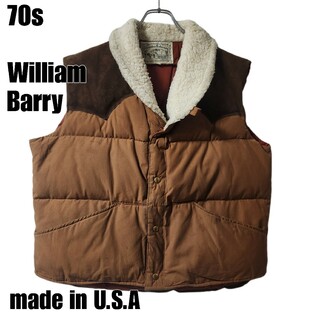 70s William Barry　ダウンベスト　茶　USA製　XL(ダウンベスト)