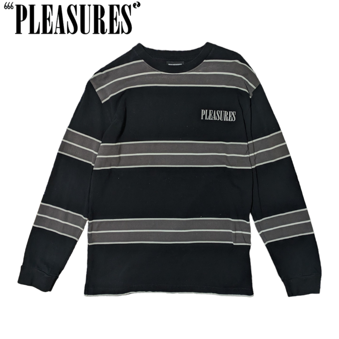 PLEASURES(プレジャー)のPLEASURES ブラック ボーダー ロゴ バックプリント 長袖Tシャツ メンズのトップス(Tシャツ/カットソー(七分/長袖))の商品写真
