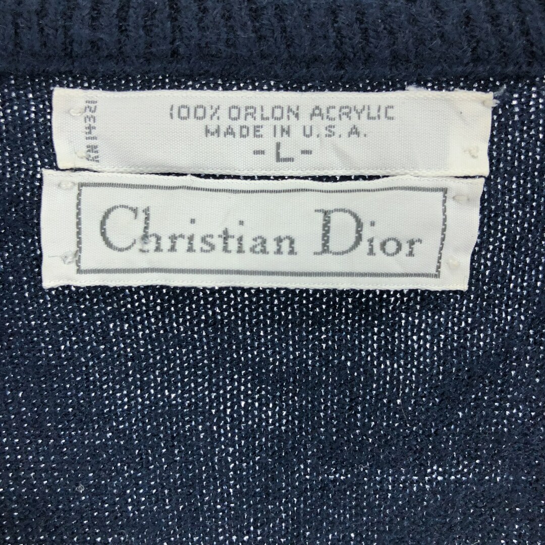 Christian Dior(クリスチャンディオール)の古着 クリスチャンディオール Christian Dior Vネック アクリルニットセーター USA製 メンズM /eaa365909 メンズのトップス(ニット/セーター)の商品写真