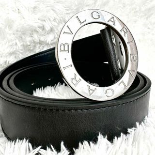 ブルガリ(BVLGARI)のブルガリ ベルト ロゴマニア サークルロゴ シルバー金具 ブラック(ベルト)