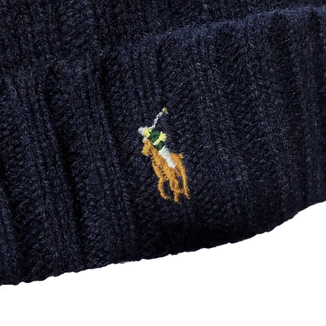 POLO RALPH LAUREN(ポロラルフローレン)の美品 POLO RALPH RAULEN ラルフローレン ニットキャンプ 紺色 レディースの帽子(ニット帽/ビーニー)の商品写真