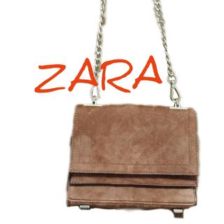 ザラ(ZARA)のZARA スウェード　ショルダーバッグ　ブラウン(ショルダーバッグ)