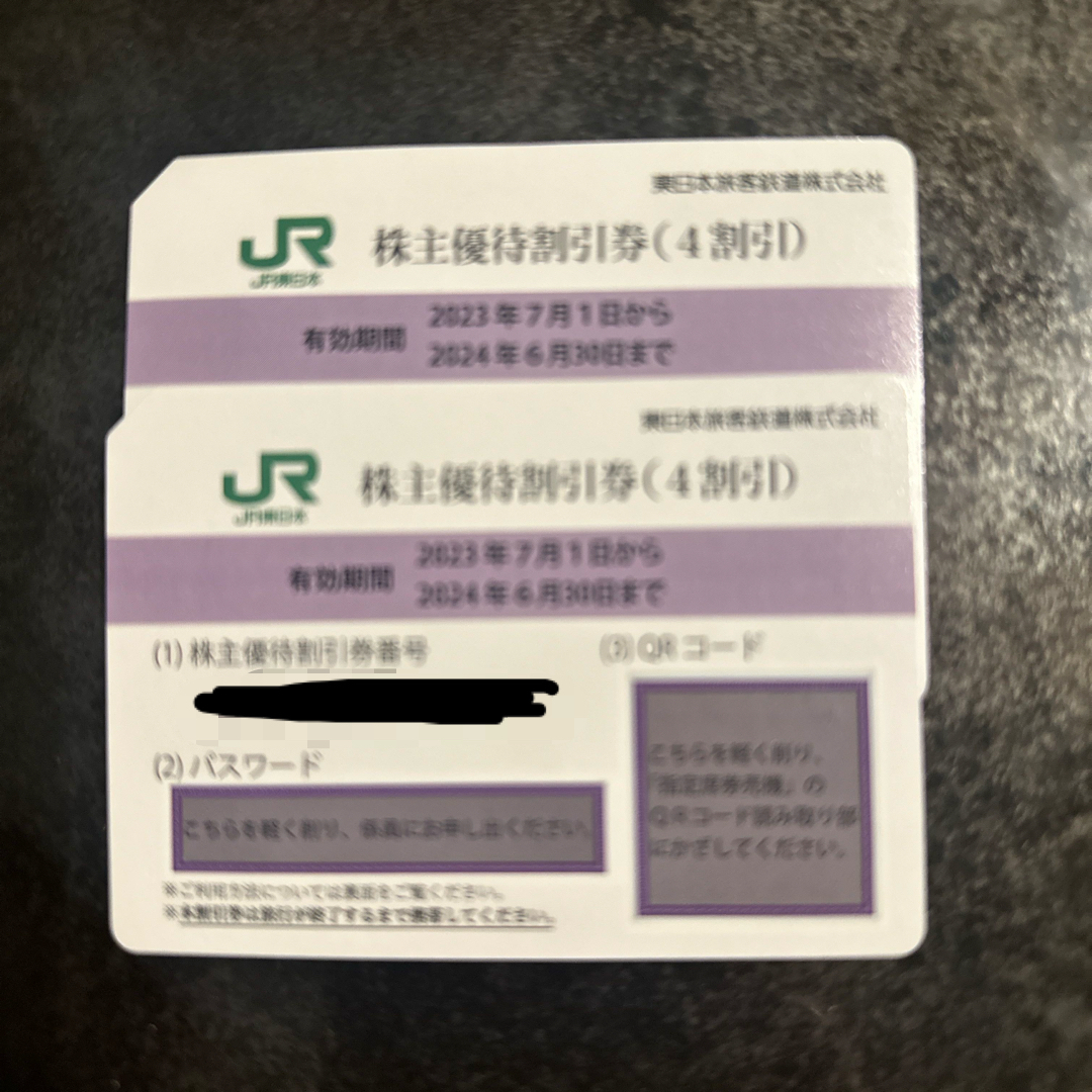 JR(ジェイアール)のJR東日本株主優待割引券（4割引）　２枚 チケットの優待券/割引券(その他)の商品写真