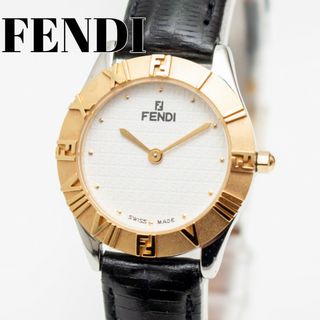 フェンディ(FENDI)の【美品】FENDI 2000L レディース腕時計 ゴールド レザー Dバックル(腕時計)