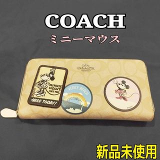 新品未使用　限定 COACH コーチ×ディズニーコラボ　ミニーワッペン長財布