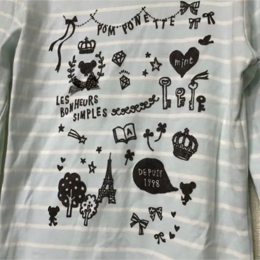 pom ponette(ポンポネット)のポンポネットジュニアミントシルエットプリント長袖TシャツL160㎝ミントグリーン キッズ/ベビー/マタニティのキッズ服女の子用(90cm~)(Tシャツ/カットソー)の商品写真