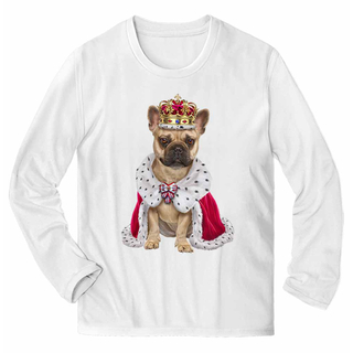 フレンチブルドッグ いぬ 犬 王様 キング 王子様 王冠 長袖 Tシャツ メンズ(Tシャツ/カットソー(七分/長袖))