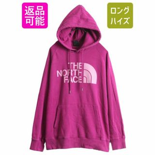 ザノースフェイス(THE NORTH FACE)のノースフェイス プリント スウェット フード パーカー レディース L / The North Face トレーナー プルオーバー 裏起毛 アウトドア 紫 薄手(パーカー)