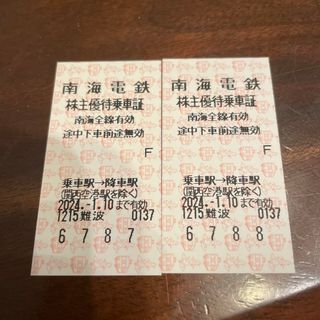 南海電鉄　株主優待乗車券(鉄道乗車券)