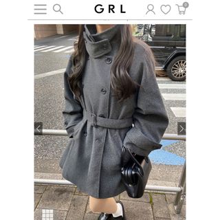 グレイル(GRL)のgrl フェイクウールコート チャコール(ロングコート)