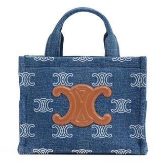 セリーヌ(celine)のCELINE(セリーヌ) 199162FED スモール カバ タイス 全面CELINEトリオンフ刺繍入りデニム＆カーフスキン Navy Tan(ショルダーバッグ)