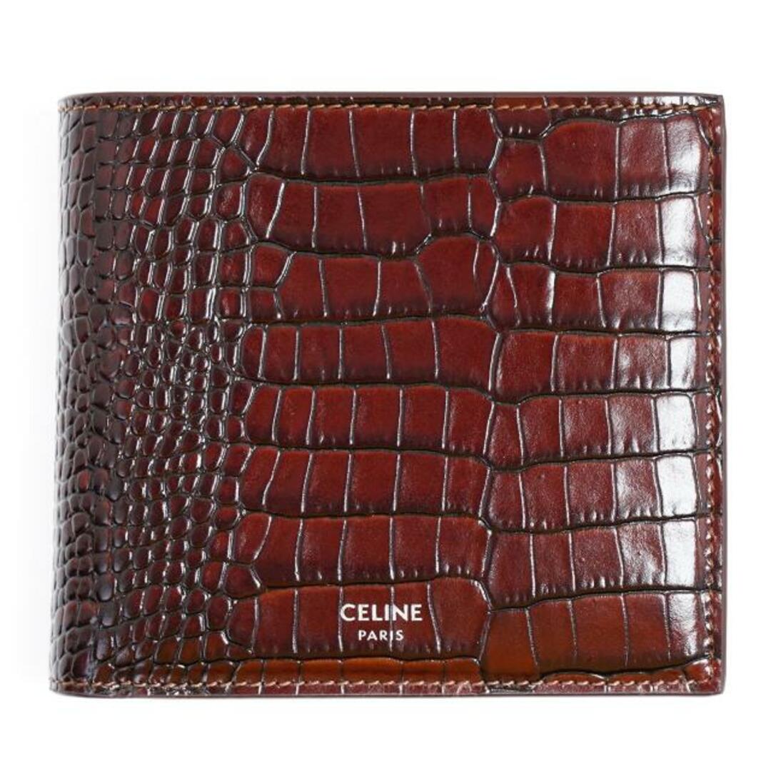 celine(セリーヌ)のCELINE(セリーヌ)  バイフォールドウォレット コインコンパートメント付き クロコダイル型押しカーフスキン  10C873FGM.19BR Brown メンズのファッション小物(折り財布)の商品写真