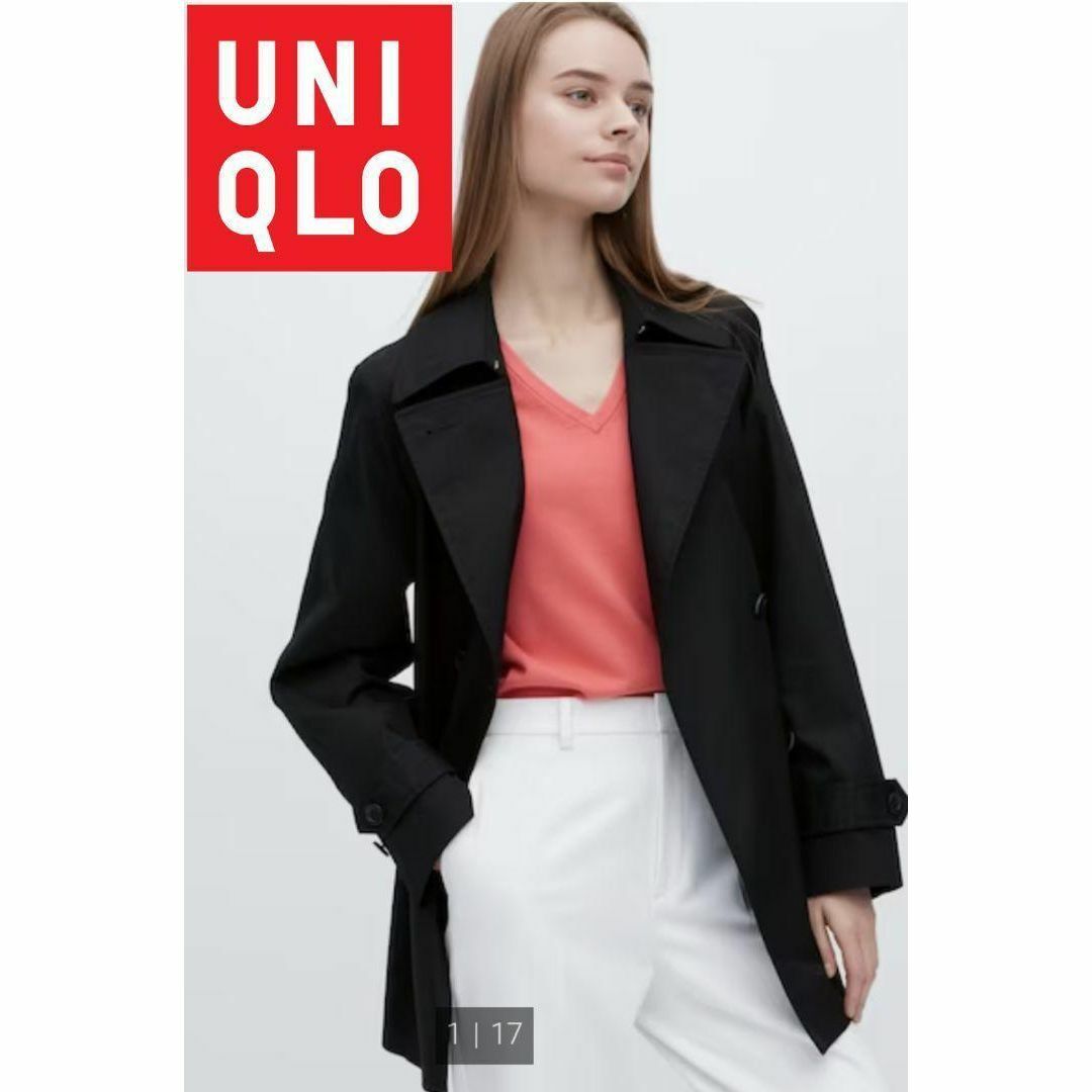 UNIQLO(ユニクロ)の【UNIQLO】新品未使用❗ショートトレンチコート　XLサイズ レディースのジャケット/アウター(トレンチコート)の商品写真