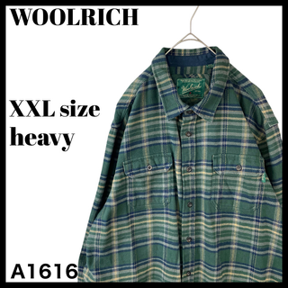 ウールリッチ(WOOLRICH)のウールリッチ 秋冬 ヘビーウェイト ネルシャツ 緑 チェック US/XXL 古着(シャツ)