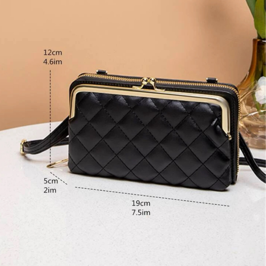 新品　ショルダーバッグ　財布　がま口　黒 レディースのバッグ(ショルダーバッグ)の商品写真