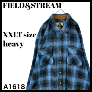 人気 FIELD&STREAM ヘビーネルシャツ 青 オンブレチェック XXLT(シャツ)