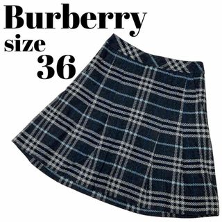 バーバリーブルーレーベル(BURBERRY BLUE LABEL)の高級★BURBERRY BLUE LABEL ウール チェック フレア スカート(ひざ丈スカート)